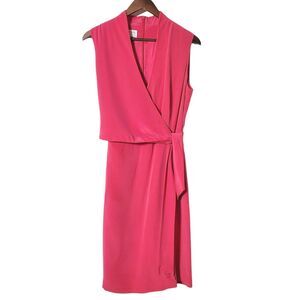 Jones New York Wrap Dress Size 10 Silk Pink Sleeveless Wrap Tie Womens